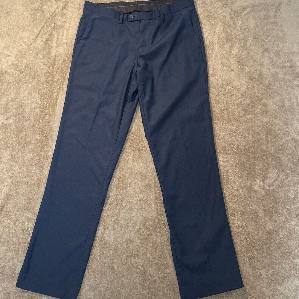 Men's Alberto Cardinali Pants Size 32/32 Flat Zipper Slim Navy Blue Dress Np301
